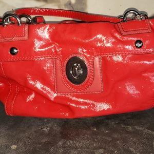 Coach Peyton Patent Leather Carryall Bag Purse 19756M Coral